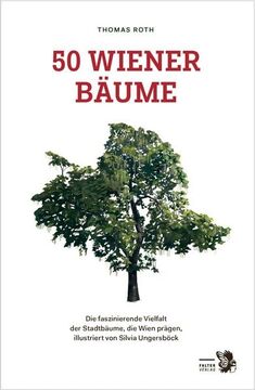 Weißes Buchcover mit gezeichnetem grünen Baum Rote Schrift: 50 Wiener Bäume